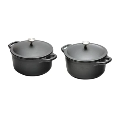 Image of 10cm Mini Cast Iron Casserole Dishes (Set of 2)
