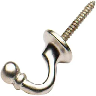 Image of Merriway® BH01635 (2 Pcs) Ball End Curtain Drapery Hold Back Tie Hooks, 30mm (1.3/16 inch) Matt Chrome Plated Pack of 2 Pieces