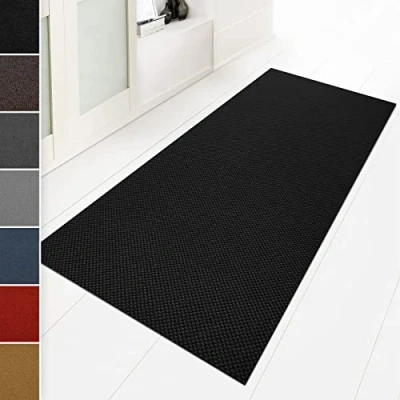 Image of Hong Kong Dirt Trapper Mat, Entrance Mat Runner, Absorbent Floor for Entrance, Hallway Door Non slip Dust Control Colour Resistant (80 x 250 cm, Black)