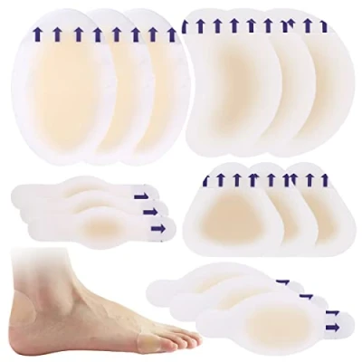 Image of 15 Pieces Blister Plasters Invisible Hydrocolloid Gel Bandages Cushion Pad Waterproof Prevention Patches for Feet Heel Toe and Guard Skin