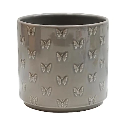 Image of Ivyline Planter, Earthenware, Grey Butterfly, D13.5cm x H12.5cm