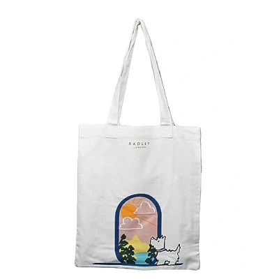 Image of RADLEY London Womens Room with a View Responsible Cotton Medium Shoulder Tote Bag in Natural Cream