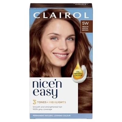 Image of Clairol Nice&#039;n Easy Crème, Natural Looking Oil Infused Permanent Hair Dye, 5W Medium Mocha Brown