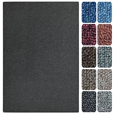 Image of casa pura Carpet Runner Rug London, Area Floor Mat, Hallway Living Room Kitchen Bedroom Carpet, Easy Care Flat Loop Pile (Anthracite, 200 x 300 cm)
