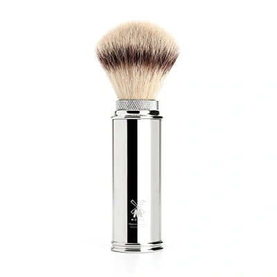 Image of Muhle Synthetic Silvertip Fibre Travel Shaving Brush with Nickel Plated Handle