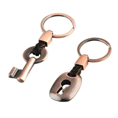 Image of Supkeyer 2 Pcs Keychain, Key lock,Couple Keyring, Creative Fashion Leather Keychain Chain Ring Keyring Fob Key&amp; Lock for Valentine&#039;s Day Wedding Anniversary (Red Bronze)