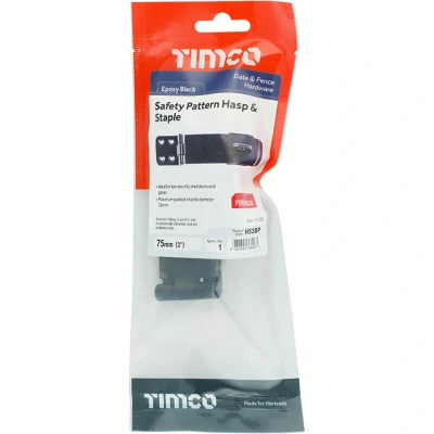Image of 8x TIMCO Safety Pattern Hasp &amp; Staple Black HS3BP