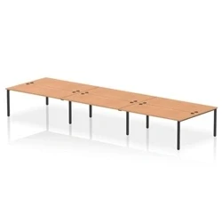 Image of Impulse Bench B2B 6 Person 1800 Black Frame Office Desk Oak