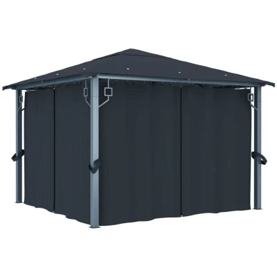 Image of vidaXL Gazebo with Curtain 300x300 cm Anthracite Aluminium