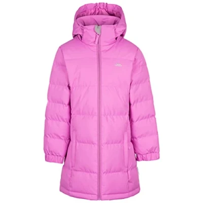Image of Trespass Girls Padded Jacket Windproof Water Resistant Hooded School Coat Tiffy