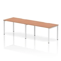 Image of Evolve Single White Frame Bench Desk 1400 Beech (2 Pod) BE353