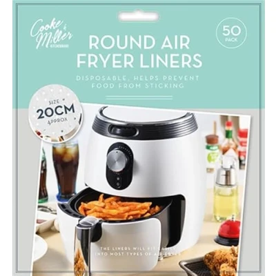 Image of Air Fryer Liners Disposable Non Stick Parchment Paper for Most Fryers (20 cm Round 50 Pack)