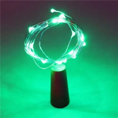 Image of anso 20pcs LEDs 2M Fairy String Lights Wine Bottle Copper Cork Wire Lamp Party Decor (Green)