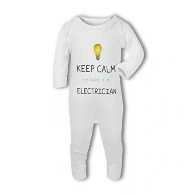 Image of Electrician Keep Calm My Daddy is a Funny Baby Romper Suit, New Born