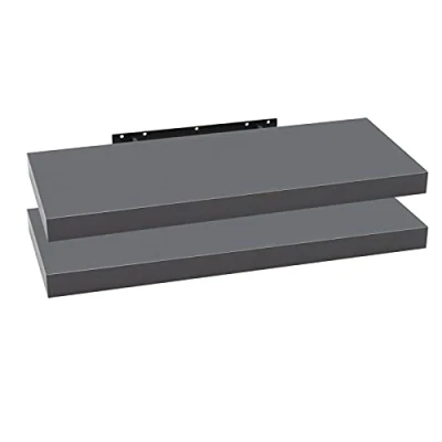 Image of WOLTU 2 Pcs Floating Shelf Dark grey Wooden Wall Storage Display 110cm Long RG9316dgr