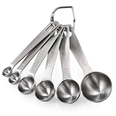 Image of U Taste 18/8 Stainless Steel Measuring Spoons Set of 6, (1/8 TSP, 1/4 1/2 1 tbsp &amp; tbsp) for Dry and Liquid Ingredients