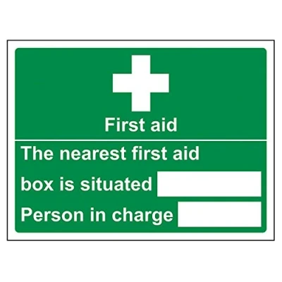 Image of VSafety Box Situated/Person In Charge Sign Landscape 200mm x 150mm 1mm Rigid Plastic