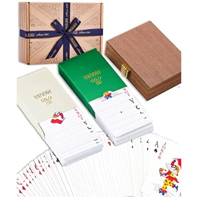 Image of Jaques of London Luxury Playing Cards Case in Mahogany Wood Multipack Deck Since 1795