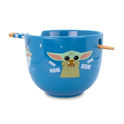 Image of Star Wars: The Mandalorian Grogu Nom 20 Ounce Ramen Bowl and Chopstick Set