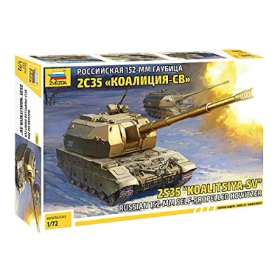 Image of Zvezda 5055 1:72 Inch Koalitsya SV Self Propell.Howitzer Model Kit, Plastic Assembly Detailed Replica, Unpainted