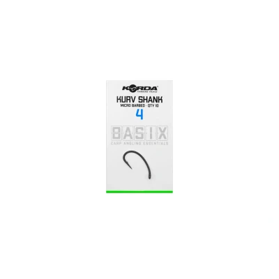 Image of Korda Basix Kurv Shank Micro Barbed Size 4, Aggressive In Turned Eye, Curved Shank, Flips and Secures a Firm Hold, Extra Strong &#039;X&#039; Wire, Durable Stay Sharp Point.