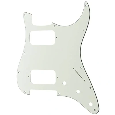 Image of Musiclily Pro 11 Holes Round Corner HH Strat Pickguard 2 Humbuckers for American/Mexican Fender Standard Stratocaster Electric Guitar, 3Ply Aged White