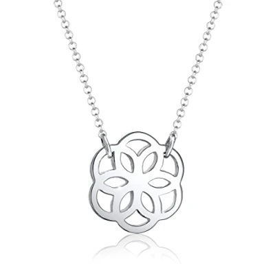 Image of Elli Women Genuine Jewellery Necklaces Chain Neckwear Ornament Flower 925 Sterling Silver Length 45 cm