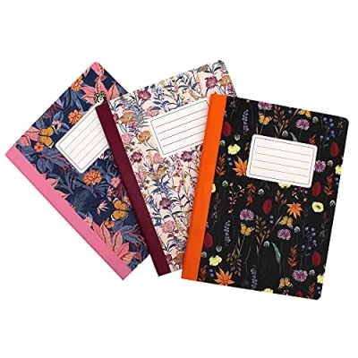 Image of Pukka Pad, Composition and Exercise Notebooks Ideal for Writing, School Class Notes 140 Pages of 80 GSM Lined Paper Ruled Sheets 24.7 x 19 cm, Pack 3, Bloom
