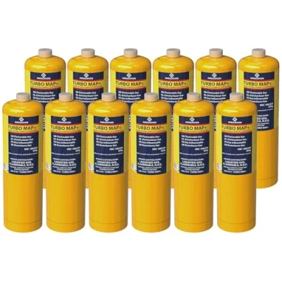 Image of 12x Mapp/Map Pro Plus Propane Gas Canister Cartridge Disposable Cylinder Bottle for Blowtorch Tools Plumbing Blow Torch Canisters Plumbers Soldering Mechanics Burns 20% Hotter Than