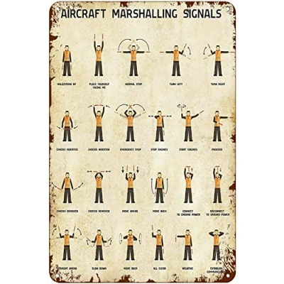 Image of Retro Decor Tin Signs Aircraft Marshalling Signals Wall Art Iron Painting For Home Kitchen Cafe Pub Sign Plaque 20x30cm