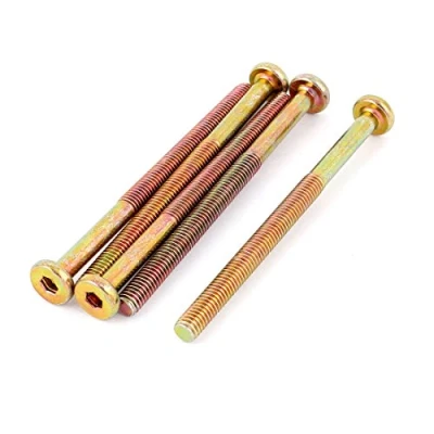 Image of sourcing map M6 X 85mm Threaded Hex Socket Head Cap Screws Bolts Bronze Tone 5 Pcs