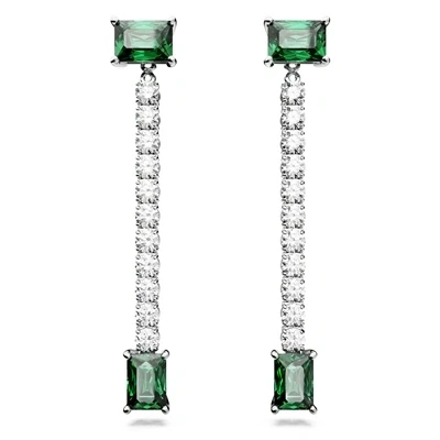 Image of Swarovski Matrix Mixed Cut Green Drop Earrings