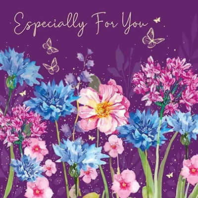 Image of Stunning Ladies Happy Birthday Card Colourful Flowers with Pretty Gold Foil Detailing
