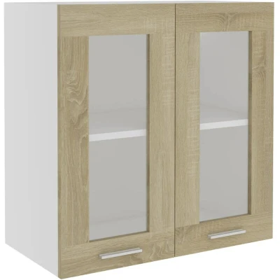 Image of vidaXL Hanging Glass Cabinet Sonoma Oak 60x31x60 cm Engineered Wood