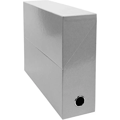 Image of Exacompta Ref 89937E Iderama Collection Box Transfer Case 240 x 330mm in Size, Suitable for A4+ Documents, 90mm Spine, Reinforced Finger Hole Grey