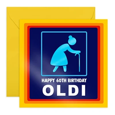 Image of Central 23 Funny 60th Birthday Card for Women &#039;Happy Oldi&#039; Hilarious Gift Her Sixtieth Wife Grandma Age 60 Sixty Comes with Fun Stickers