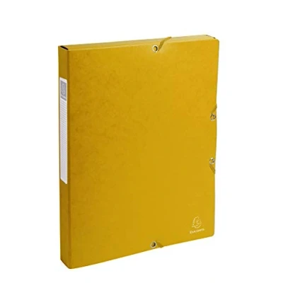Image of Exacompta Ref 50309E Pressboard Filing Box 250 x 330mm in Size, Suitable for Holding A4 Documents, 2.5cm Spine, 600gsm Genuine Pressboard, Spine Label Yellow