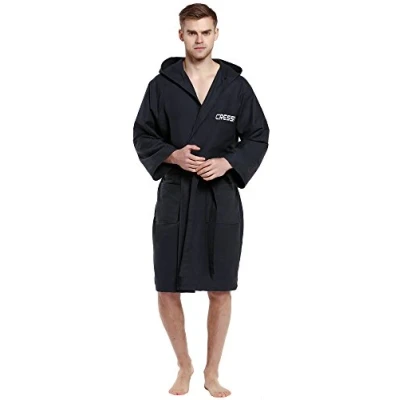Image of Cressi Unisex Microfibre Sports Bathrobe, Black, S UK