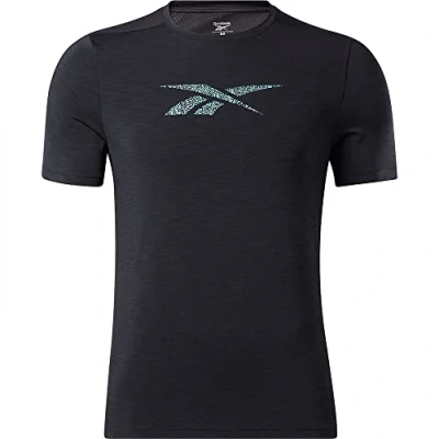 Image of Reebok Men&#039;s Workout Ready Short Sleeve T Shirt, Night Black, XL UK