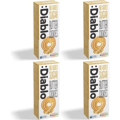 Image of Diablo Butter Cookies No Added Sugar Sweetened with Maltitol 135g (Pack oF 4)