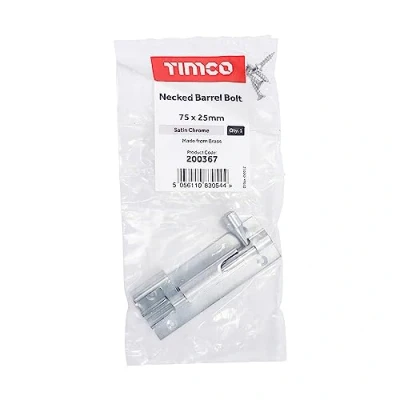 Image of Timco Necked Barrel Bolt Satin Chrome (Size 75 x 25mm 1 Each)