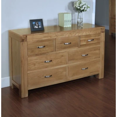 Image of Solid Oak Seven Drawer Chest, Santana Blonde Collection