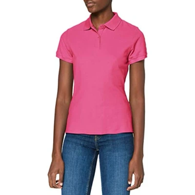 Image of FRUIT OF THE LOOM Women&#039;s Premium Polo Shirt, Fuchsia, M UK