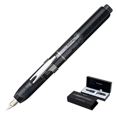 Image of PLATINUM Curidas PKN7000 7M Fountain Pen, M Medium, Retractable, Graphite Smoke Grey, Handmade, with Gift Box, Pen