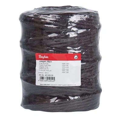 Image of RAYHER 6 Fold Thread of Jute Spool, Dark Brown, 1.6 x 1.35 cm