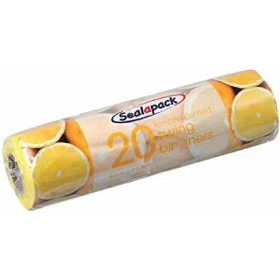 Image of Sealapack Fresh Lemon Scented Swing Bin Liners, Pack 20 Bags, Yellow