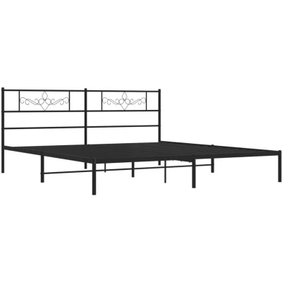 Image of vidaXL Metal Bed Frame without Mattress with Headboard Black 180x200cm