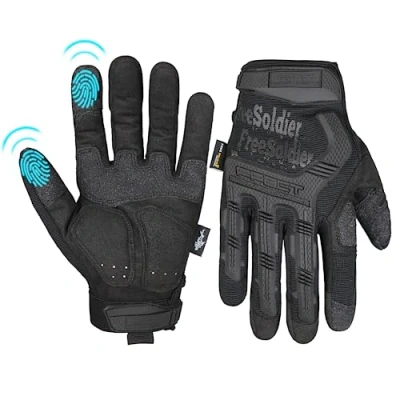 Image of FREE SOLDIER Cycling Gloves Non slip Full Finger Men&#039;s Outdoor Motorcycle Climbing Hiking riding Work Glove (Black, S)