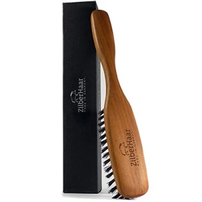 Image of ZilberHaar Long Hair &amp; Beard Brush Made From Soft 2nd Cut Boar Bristles and Pearwood Perfect Care for Men Works with all Balms Oils 8.6 Inches