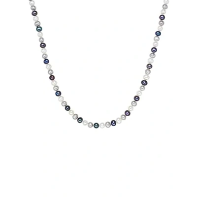 Image of Valero Pearls Ladies Necklace with Freshwater cultured White light Grey Blue violet 60201092